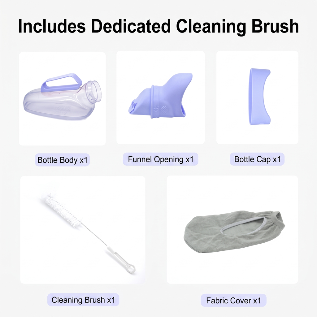 ComfortFit Women's Bedside Urinal, included cleaning kit contents