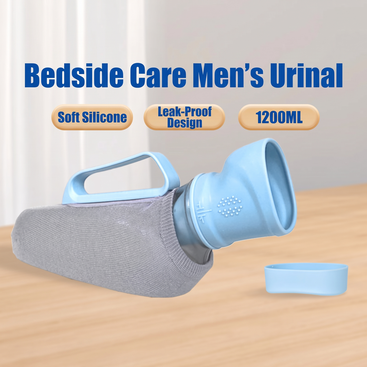 ComfortFit Men's Bedside Urinal, hero shot with features