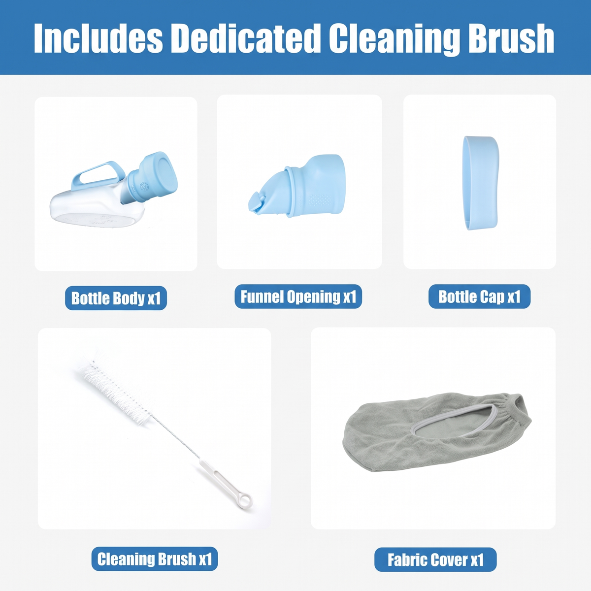ComfortFit Men's Bedside Urinal, included cleaning kit contents