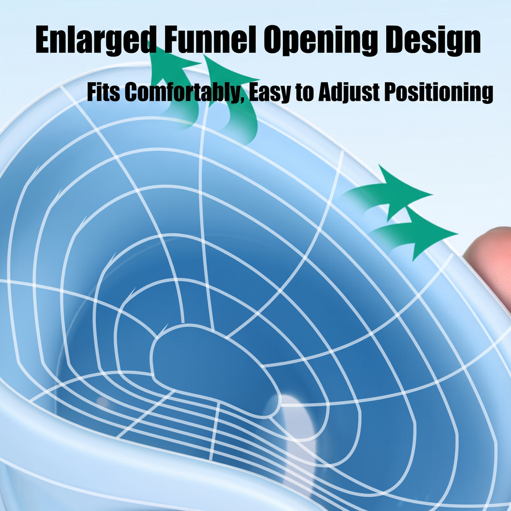 ComfortFit Men's Bedside Urinal, enlarged funnel design detail