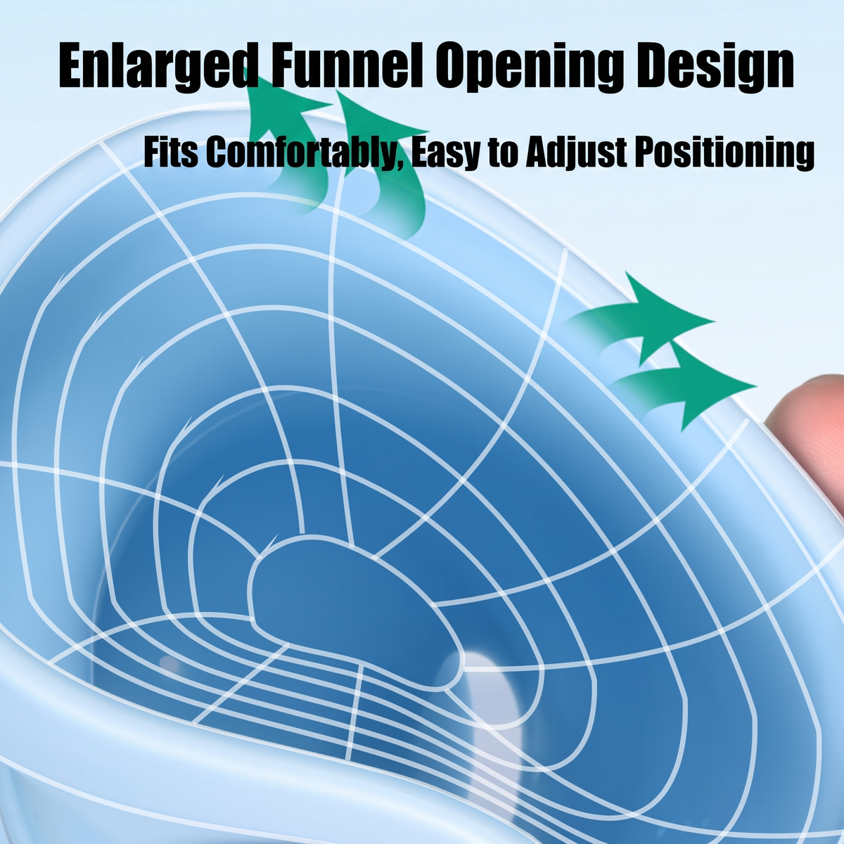 ComfortFit Men's Bedside Urinal, enlarged funnel design detail
